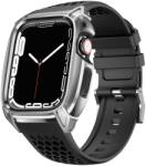 KINGXBAR CYF148 2in1 Rugged Case for Apple Watch SE, 6, 5, 4 (44 mm) Stainless Steel with Strap Silver - pcone