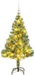 vidaXL műkarácsonyfa 150 LED-del, gömbszettel és hópehellyel 120 cm (3210091)