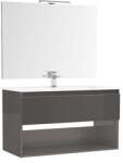Gala Set mobilier de baie suspendat, cu un sertar, un raft, lavoar ceramic si oglinda cu iluminare, Gala Daily 1C-1H 7917530 (7917530)