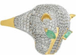  Arannyal Bevont Ezüst Gyűrű Brazil Smaragddal és Fehér Topázzal, (PCY9060/59)