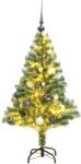 vidaXL műkarácsonyfa 150 LED-del, gömbszettel és hópehellyel 150 cm (3210100) - vidaxl