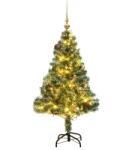 vidaXL műkarácsonyfa 150 LED-del, gömbszettel és hópehellyel 150 cm (3210084)