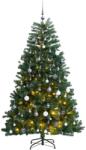 vidaXL csuklópántos műkarácsonyfa 300 LED-del és gömbökkel 210 cm (3210165)