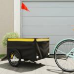vidaXL fekete-citromsárga vas teherszállító kerékpár utánfutó 45 kg (94092)