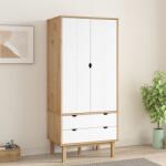 vidaXL Șifonier, maro și alb, 76, 5x53x172 cm, lemn masiv pin (348590) - comfy Garderoba
