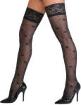 Cottelli Collection Hold-up Stockings with Delicate Rose Pattern 2520710 Black 1-XS