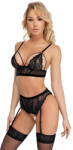 Cottelli Collection Bralette & Crotchless Suspender Thong Set 2214520 Black L