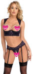 Cottelli Collection Longline Shelf Bra & Suspender Thong Set with Pearls 2221357 Black 75B/S