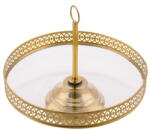 Gehlmann Asztali kínáló arany színű fém, üvegbetéttel, 25x25x21cm