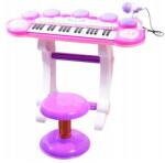 MalPlay Instrument muzical Malplay Orga electronica - Pian cu MP3, cu lumini si sunete, cu microfon si scaunel roz Instrument muzical de jucarie