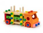 Eco Toys Masinuta cu blocuri din lemn, 58 elemente Ecotoys MB197 (EDIMB197) - orasuljucariilor