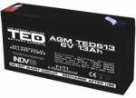 Ted Electric Acumulator AGM VRLA 6V 13A F1 TED Battery Expert Holland TED003010 TED613 (TED003010 TED613)