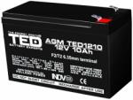 Ted Electric Acumulator AGM VRLA 12V 10Ah TED TED1210 terminal F2 (TED002730 / TED1210)