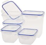 Excellent Houseware 5 darabos mikrózható ételtároló doboz készlet, szilikonos klip-fedeles (022000190)