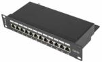 Lanberg PPF5-9012-B 10"/1U 12port Cat5e FTP árnyékolt fekete patch panel (PPF5-9012-B) - mentornet