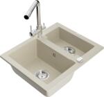 Mexen Carlos, 1, 5 kamrás gránit mosogató 582x475x177 mm és Duero mosogató csaptelep, bézs, 6518-69-671600-00 (6518-69-671600-00)