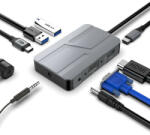 Rocketek 7in1 2x USB-C (Type C), 2x USB-A, HDMI, VGA -HUB Dokkoló Állomás (RT-HC458)