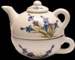 Vanilia Kerámia Romantikus festett egyszemélyes teás, levendula, kerámia, kézzel festett-0, 25dl+0, 25dl
