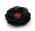 Zia Fashion Brosa eleganta floare mare neagra din voal 10 cm, Corizmi, Black Floral Charm