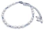 Zia Fashion Bratara subtire perle si cristale mici alb si argintiu, Corizmi, Sweet Sparkle