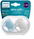 Philips Set Philips-Avent 2 Suzete Ultra Soft 6-18luni Ortodontice Fara BPA Gri/Albastru (SCF091/17)