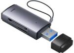 Baseus Cititor de carduri de memorie Lite Series, Baseus, MicroSD SD TF 2TB, USB3.0, 22x76x11mm, Gri (WKQX060013) - evomag