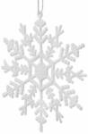 SPRINGOS Set decoratiuni pentru brad tip fulg de zapada, 3 bucati, 12 cm, cu snur, alb cu sclipici (CA0050)