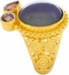  Arannyal Bevont Ezüst Gyűrű Lila Holdkővel és Marokkói Ametisztte (PCY9985/59)