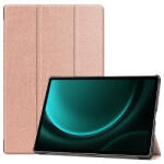  Triple Folding bőrhatású támasztós fliptok Samsung X610, X616 Galaxy Tab S9 FE+, rózsa arany