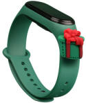 Hurtel Szíjas Xmas csuklópánt Xiaomi Mi Band 4 / Mi Band 3 karácsonyi szilikon karkötőhöz, sötétzöld (ajándék)