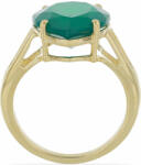  Arannyal Bevont Ezüst Gyűrű Zöld Acháttal, Méret: 54-55 (Y49850/54)