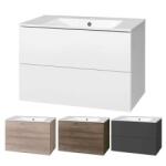 Mereo Mereo, Aira, fürdőszoba szekrény kerámia mosdóval 81 cm, fehér, tölgy, szürke, MER-CN751 (MER-CN751)