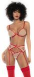  Mapalé - 3 részes melltartó szett kivágással (piros-natúr) - (S/M) - erotikashow