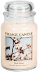 Village Candle Lumânare parfumată - Pure Linen Timp de ardere: 170 de ore, Capac: sticlă
