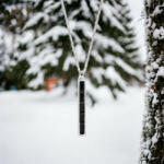  Ezüst (925) nyaklánc - téglalap fekete cirkóniával