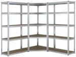 Plus Mobilier Raft triplu de colt Premium 1800x2500x400 mm (HxLxl), otel galvanizat 5 polite MDF, 2625 kg, montaj fara surub (5 ani garantie) gri 5 Raft metalic 175 kg Otel Uz comercial 1800x2500x400 (61004190) Dulap arhivare