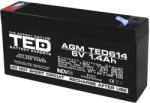 TED Electronic Acumulator AGM VRLA 6V 1, 4A dimensiuni 97mm x 25mm x h 54mm F1 TED Battery Expert Holland TED002839 (40) (AC.GS.6V.BK1.1.4.0001)