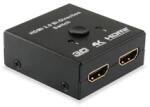 EQUIP HDMI Switch - 332723 (1x Bemenet, 2x Kimenet, két irányú jelátvitel, fekete) (332723) - bestbyte