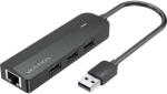 Vention Hub USB 2.0 3-Port with Ethernet Adapter 100Mbps Vention CHPBB 0.15m, Black (CHPBB) - scom