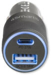 4smarts Rapid+ autós gyorstöltő, Type-C + USB, PD, 27W, szürke