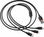 BOROFONE BX17 USB-A apa - Micro USB/USB-C/Lightning apa Töltőkábel - Fekete (1m) (BX17)
