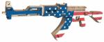Woodcraft Construction Kit Woodcraft Puzzle 3D din lemn Pistol-mitralieră AK47 în culorile drapelului american (DDXC-G020H)