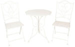 Clayre & Eef Provanszi antikolt fehér kovácsoltvas jellegű kerti asztal 2db székkel - perfectodekor - 97 890 Ft