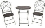 Clayre & Eef Provanszi fekete kovácsoltvas jellegű kerti asztal 2db székkel