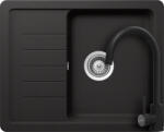 SCHOCK Schock Pinedo D-100XS konyhai mosogatótálca 620 x 500 mm Cristalite Nero, fekete és Schock Prima konyhai csaptelep fekete (SETPD100XPNNERO)