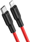 hoco. . X21 Plus Szilikon Gyorstöltő Adatkábel USB C - Lighting típusú csatlakozóval, Piros-fekete