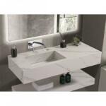 Inter Ceramic Мивка за баня PIETRA 12049/120W LEFT БЕЗ ОТВОР, стенен монтаж, кварц, бял, 120x50x18см (12049/120W LEFT БЕЗ ОТВОР)