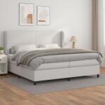 vidaXL fehér műbőr rugós ágy matraccal 200 x 200 cm (3128932)
