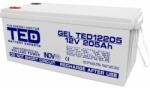 TED Electric Acumulator AGM VRLA 12V 205A GEL Deep Cycle 525mm x 243mm x h 220mm M8 TED Battery Expert Holland TED003522 (1) / TED12205 (TED003522)