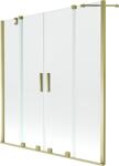 Mexen Velar Duo, 2 szárnyas eltolható kádparaván 150 x 150 cm, 8mm átlátszó üveg, arany fényes profil, 896-150-000-02-50 (896-150-000-02-50)